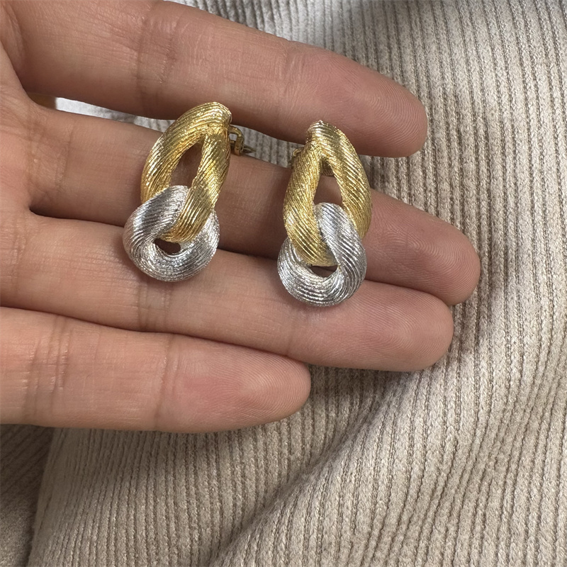 合金耳饰 金银双色环扣耳环1-5【2071122-048】