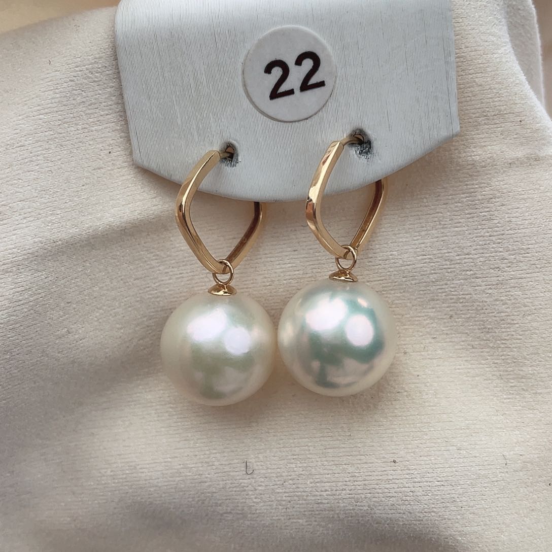 淡水珍珠耳饰18K金镶嵌1413