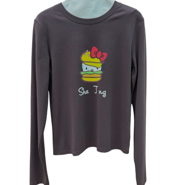 新款南油小众KT汉堡长袖T恤88002