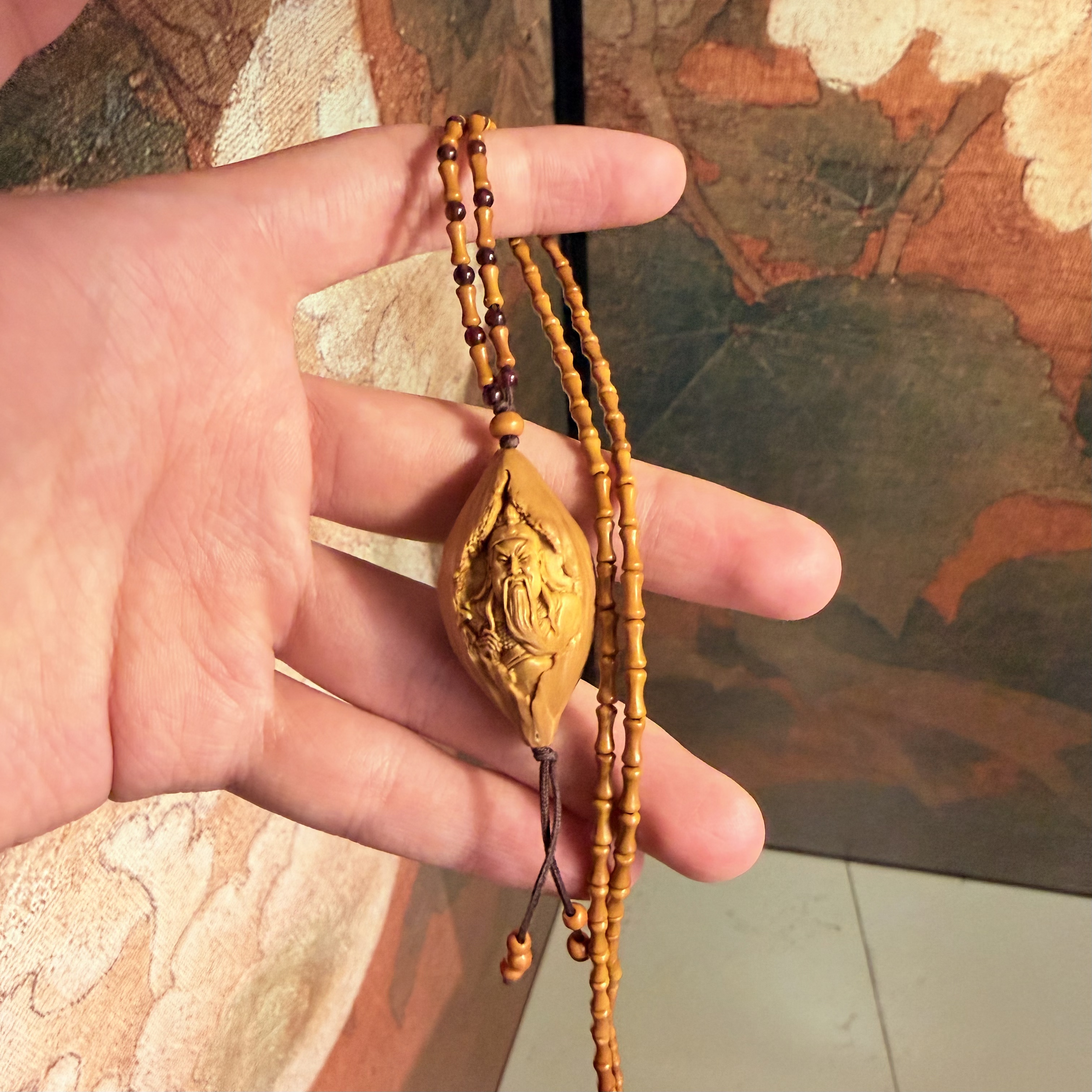 【关公单颗吊坠】橄榄核雕刻单颗