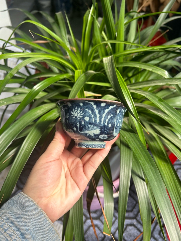 景德镇高温青花一路莲升科压手杯主人杯陶瓷功夫茶杯高档送礼杯子