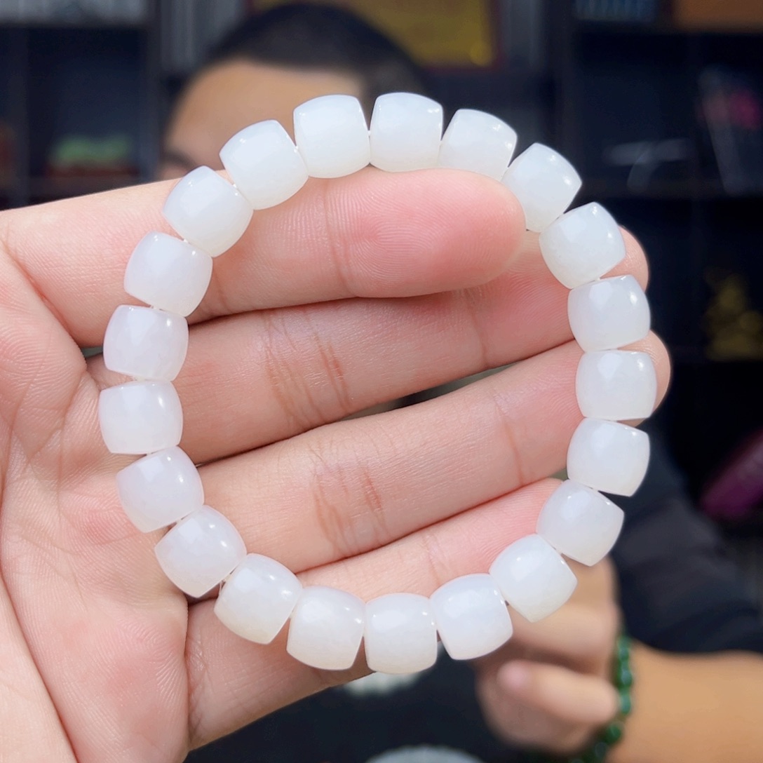 和田玉未镶嵌手串天然和田玉新疆黑山山流水卡10直切