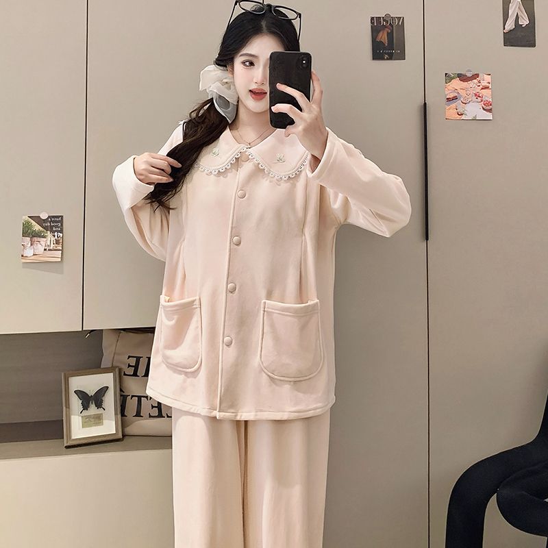 德绒月子服孕妇冬季保暖11月份12产后哺乳睡衣喂奶待产家居服套装