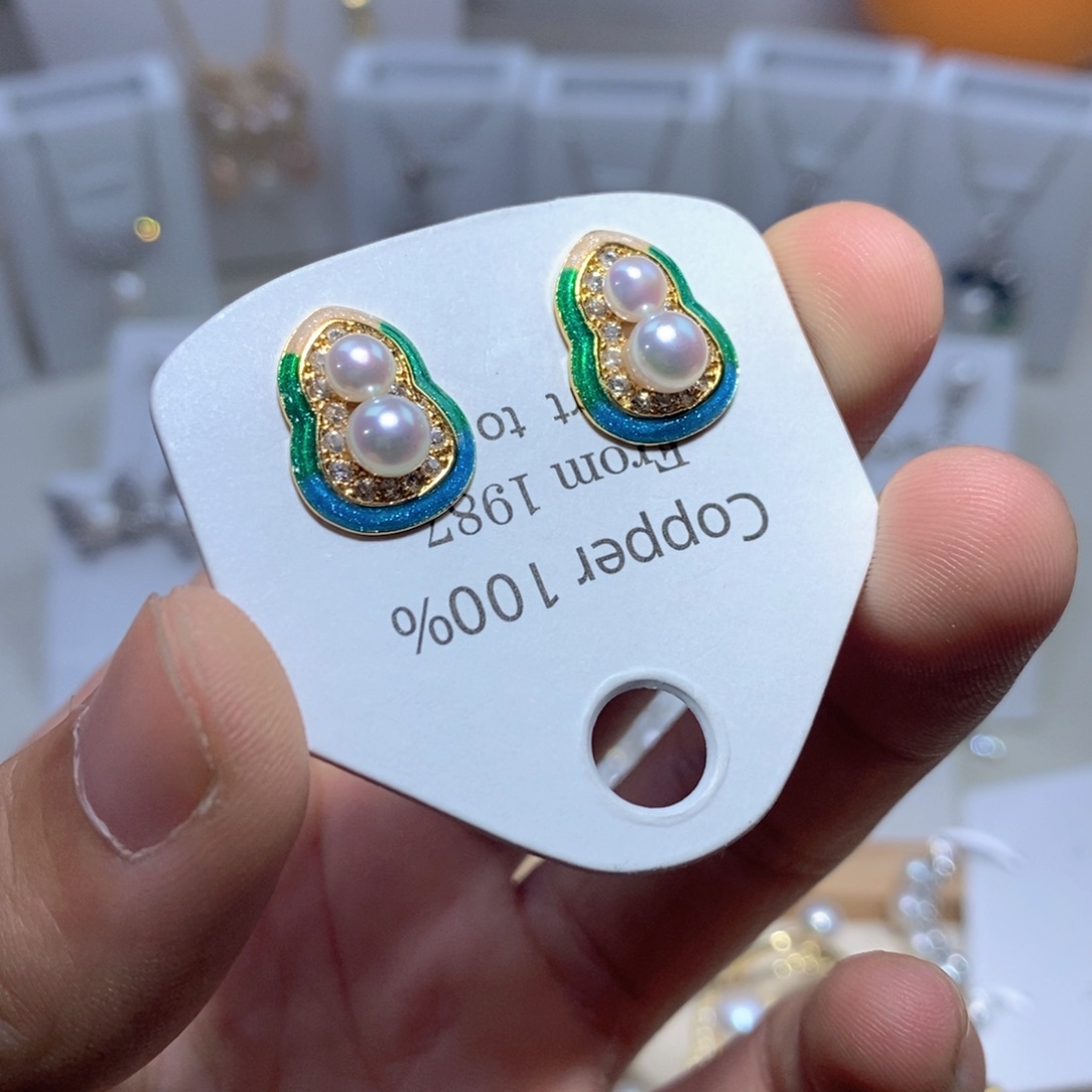 淡水珍珠耳饰银S925镶嵌