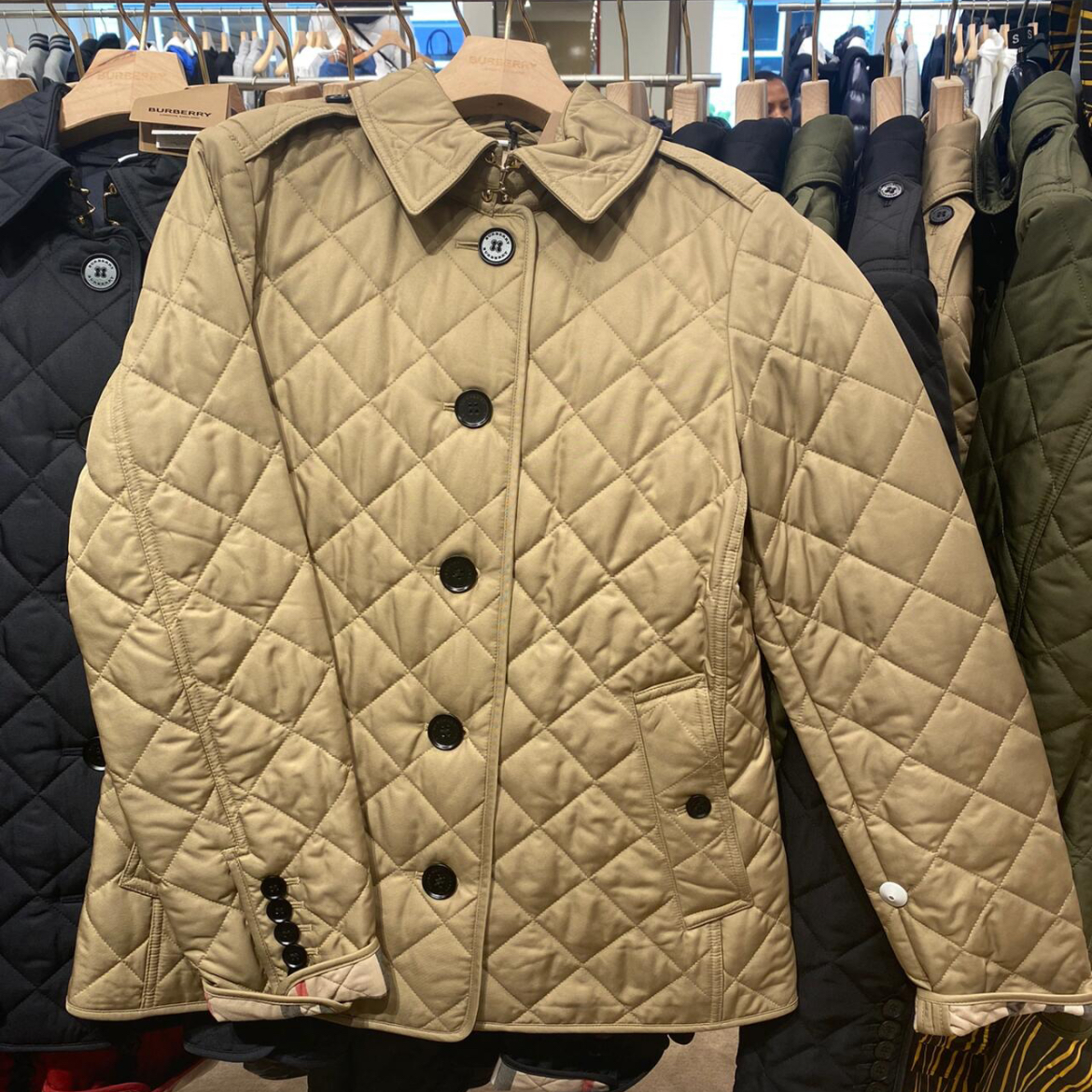 99新 BURBERRY/博柏利 /L码/卡其色单排翻领棉衣