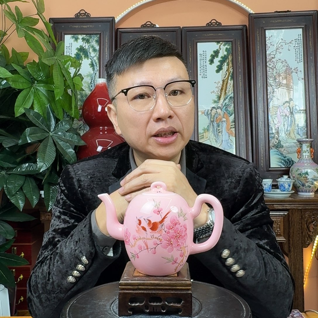 摆件陶景德镇陶瓷手工水电桃花