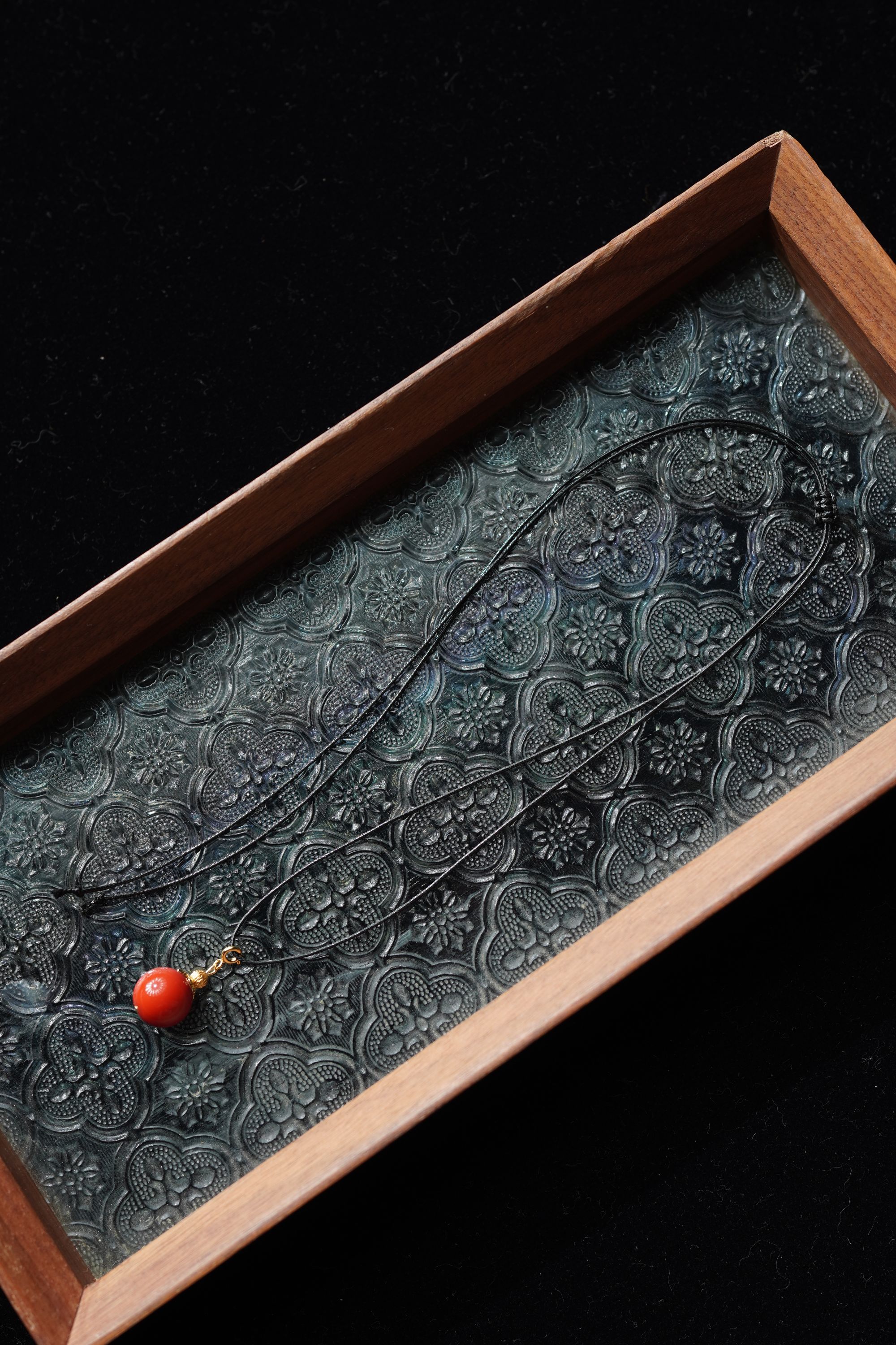 含辰砂工艺品天然朱砂14mm圆珠吊坠项链