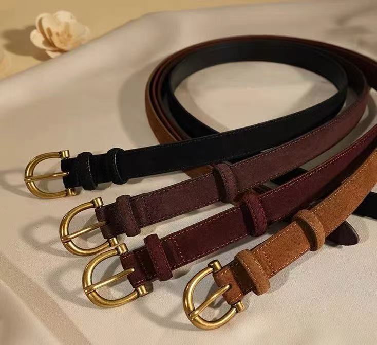 歌士顿-女士皮带-反绒真皮时尚百搭复古牛皮腰带皮带