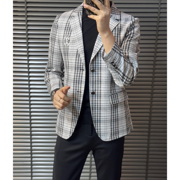 小雨男装｜6111 春夏新品定制商务绅士格版休闲西装JK