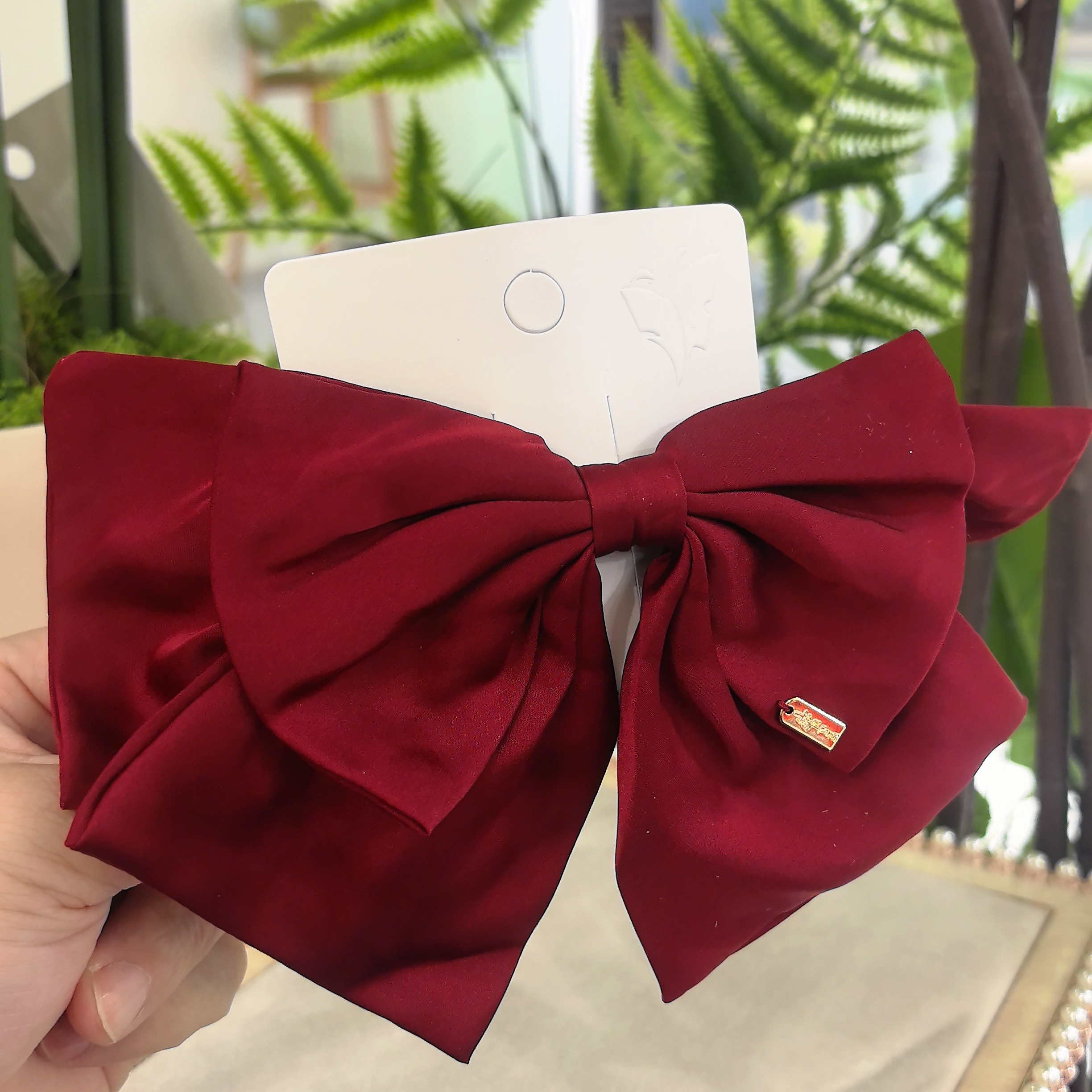 韩系新款精致红色蝴蝶结时尚百搭十公分弹夹WM-646