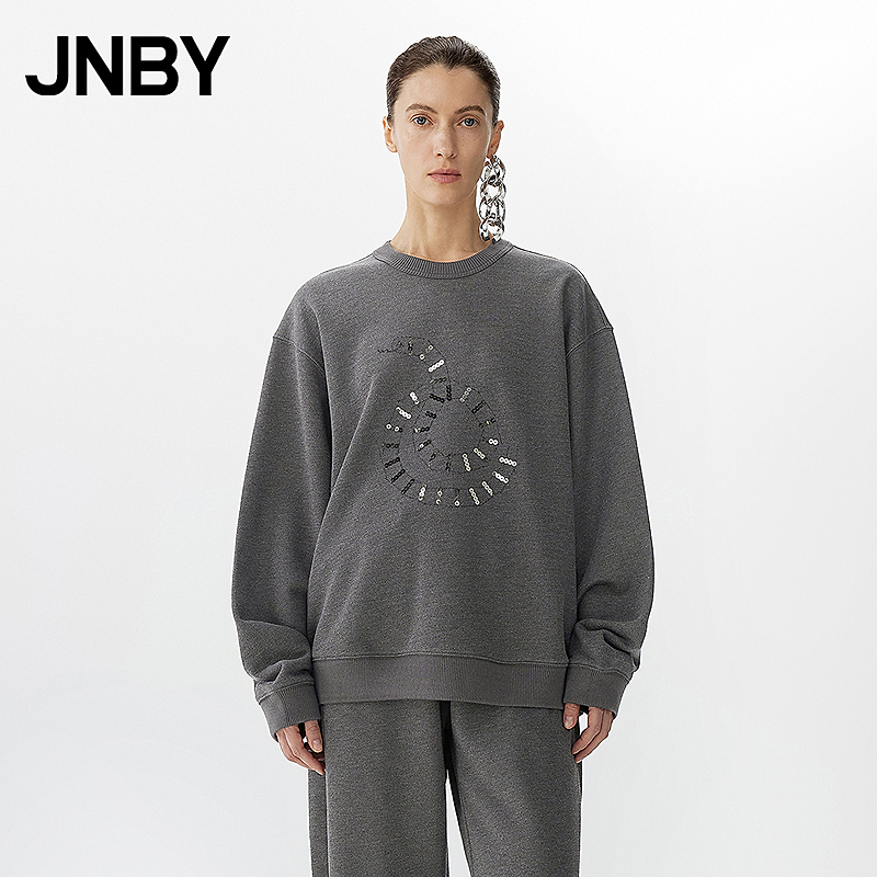 JNBY/江南布衣春秋圆领卫衣微光银丝蛇休闲通勤设计感5P1414990