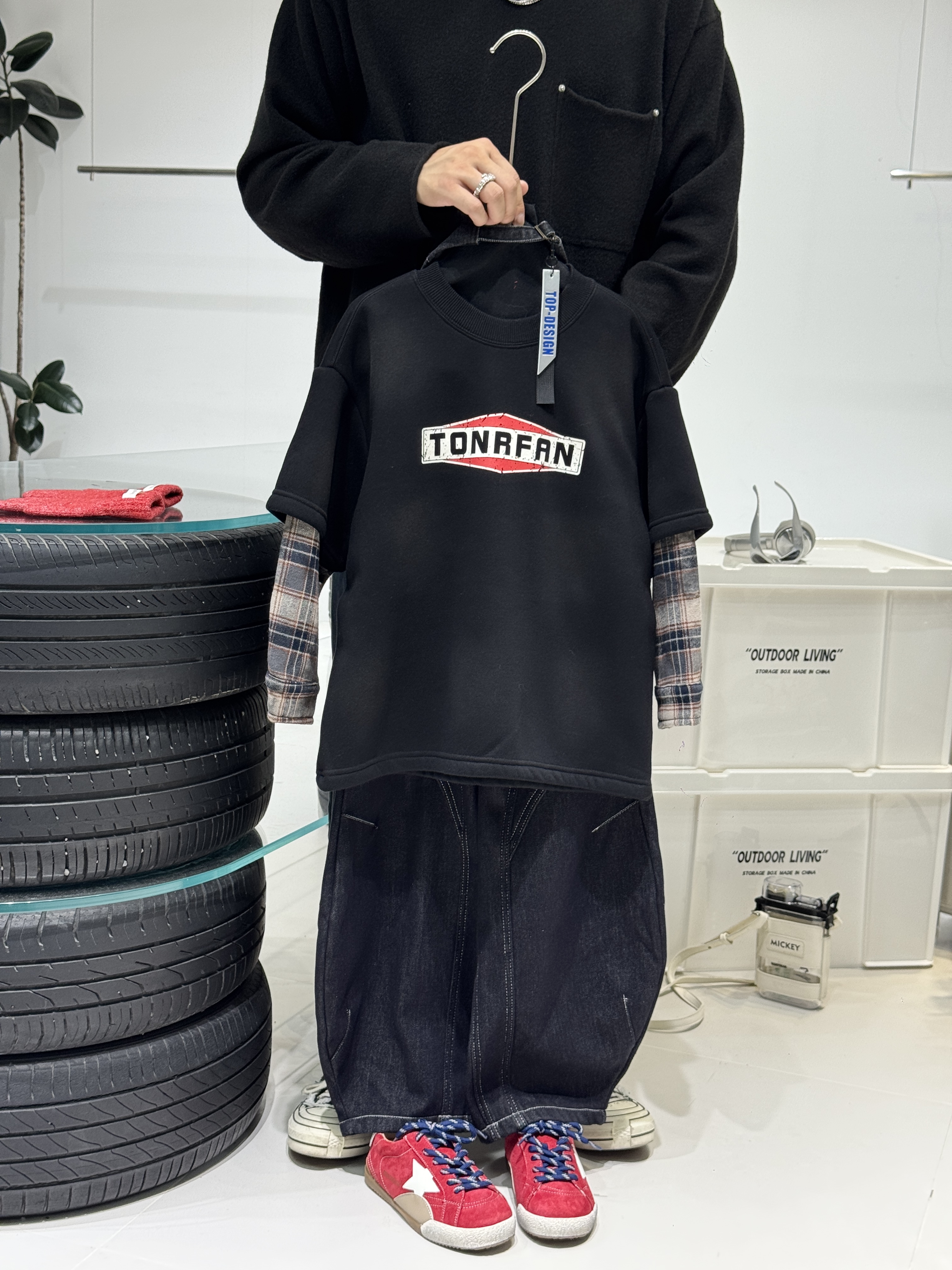 南梦自制-2025冬【野马YM】男女童时尚宽松休闲加绒假两件卫衣