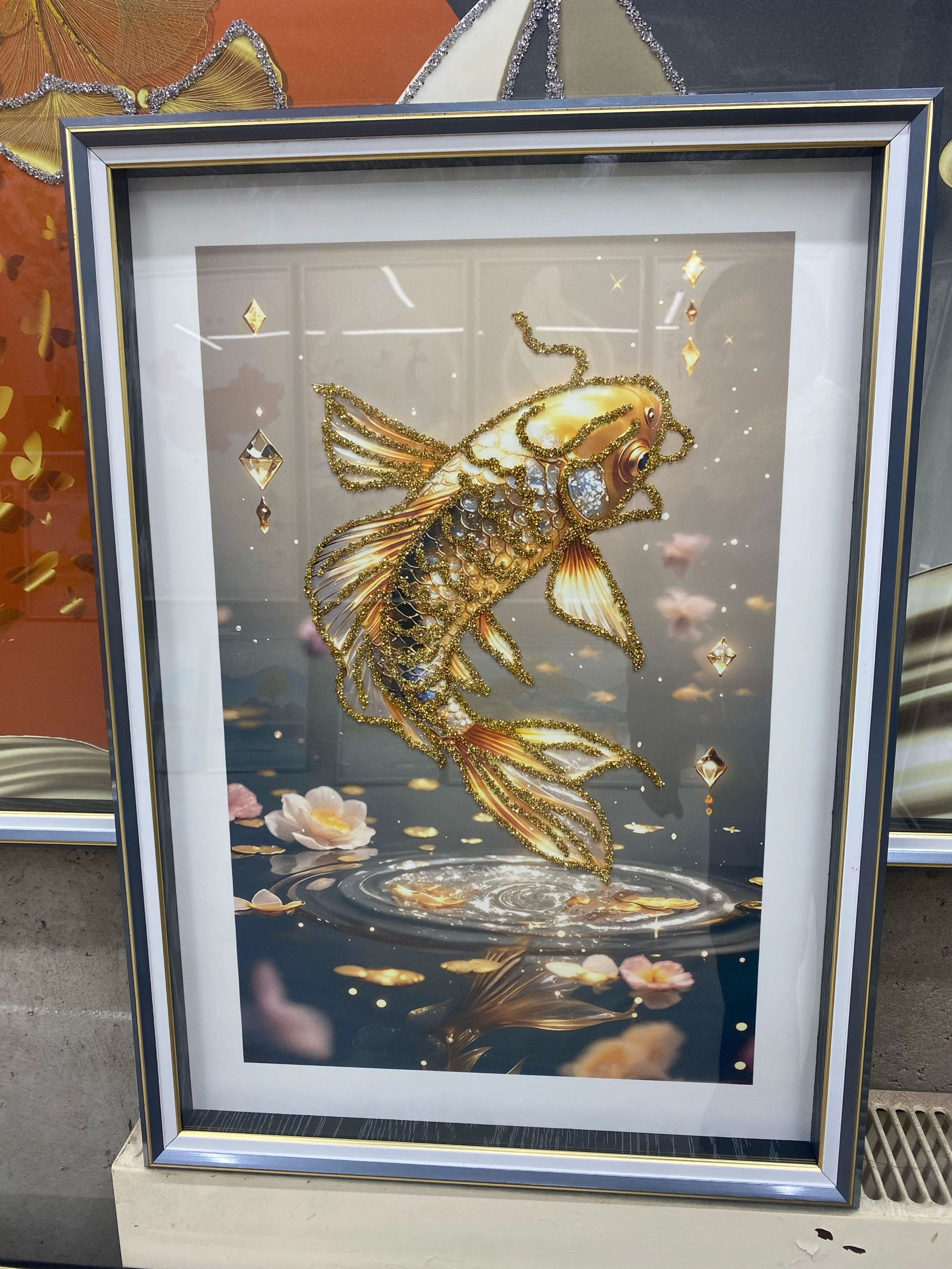 【金玉满堂】现代简约风锦鲤鱼玻璃装饰画客厅餐厅玄关装饰画