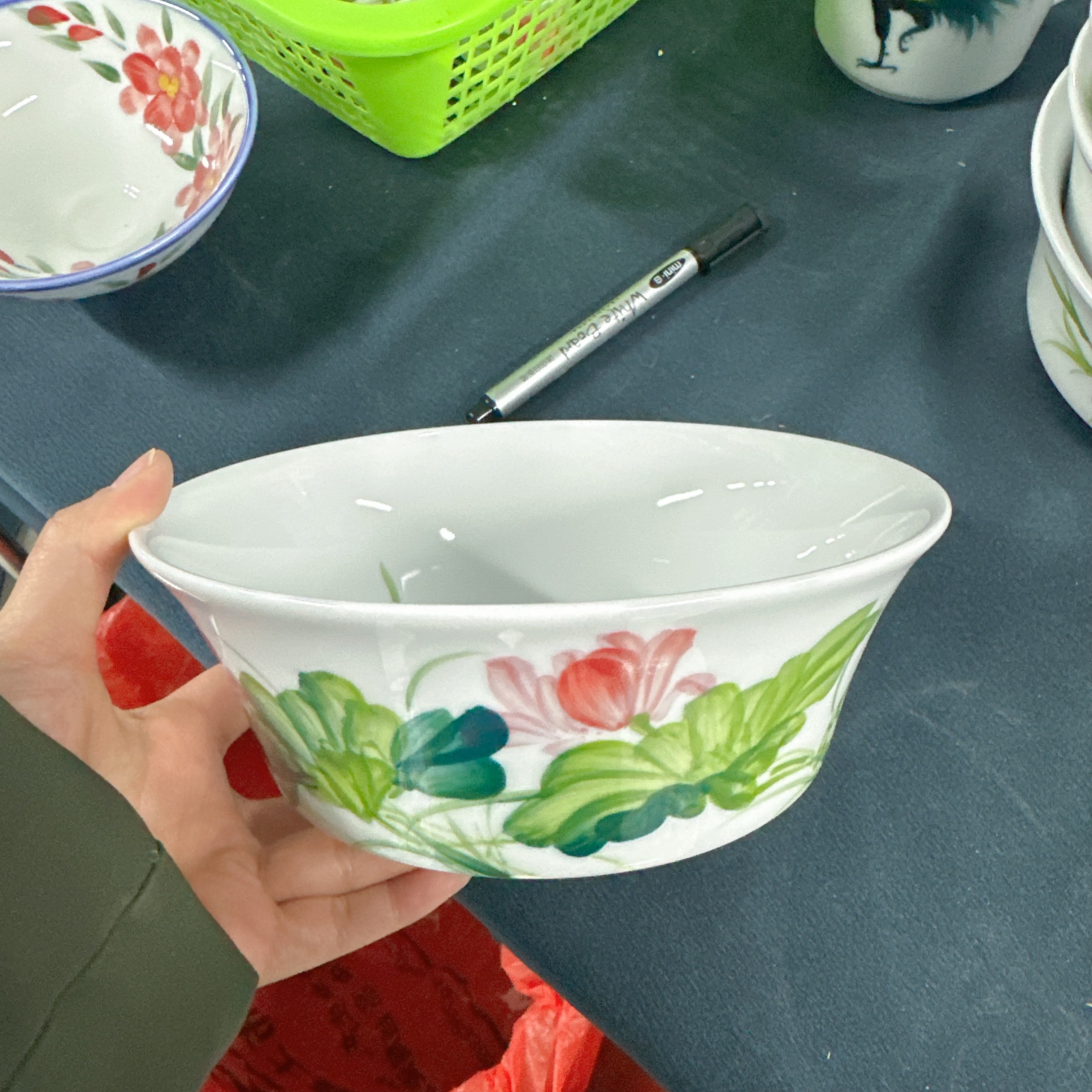 马蹄面碗景德镇高温陶瓷食品级手绘釉中彩高颜值餐具瓷碗大面碗