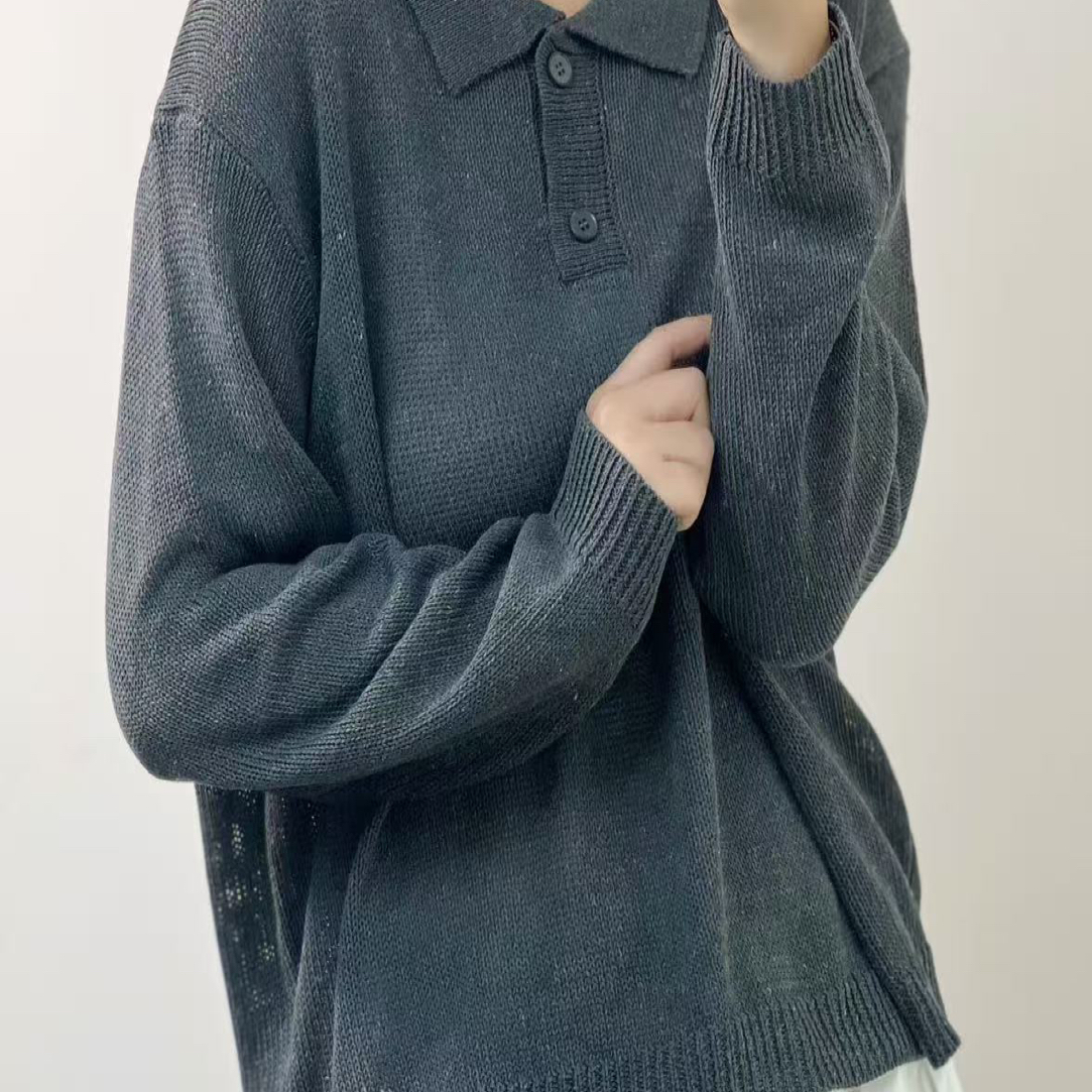 新款百搭娃娃领针织打底毛衣