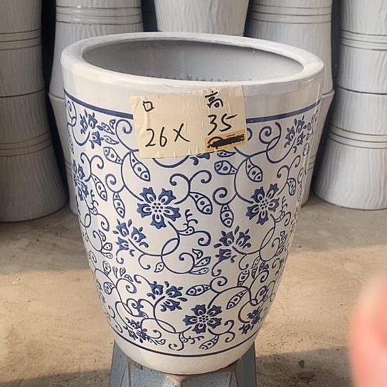 陶瓷花盆青花中白号