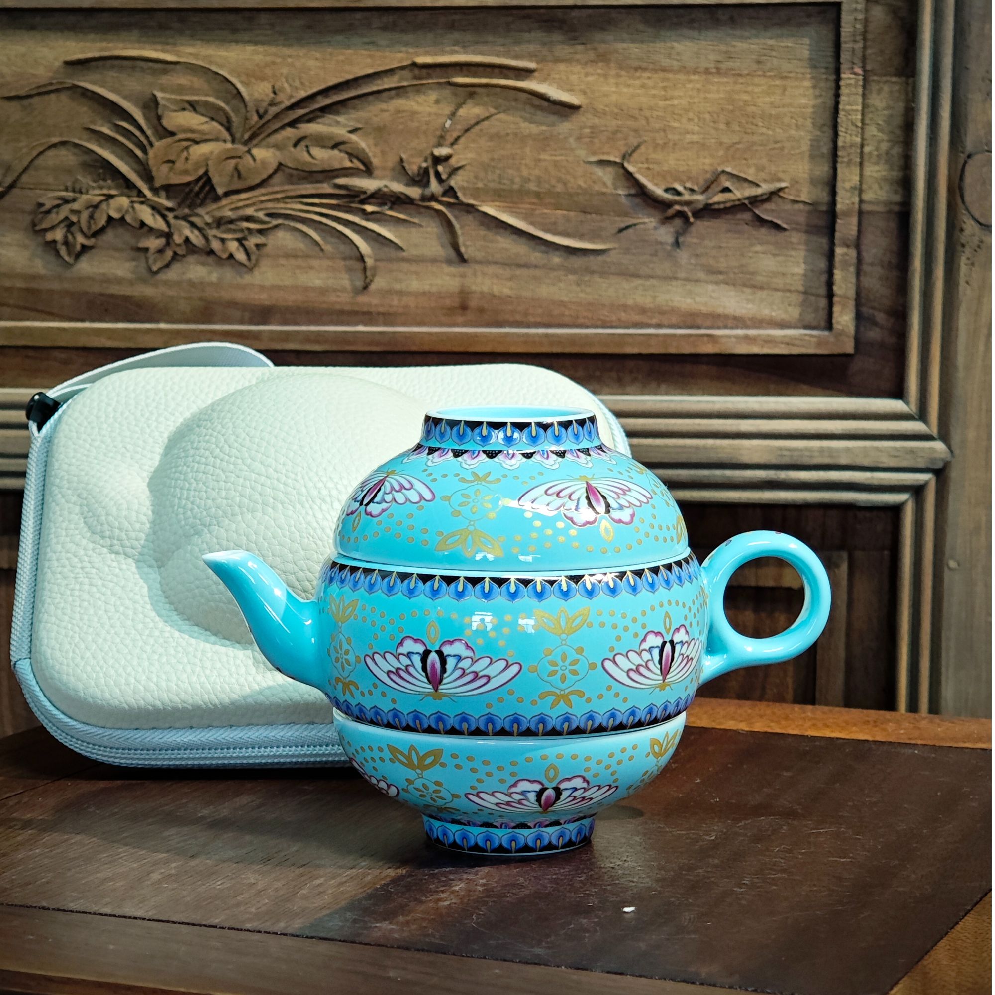 【闪购链接】A-0119 蓝杯花蝴蝶一壶两杯