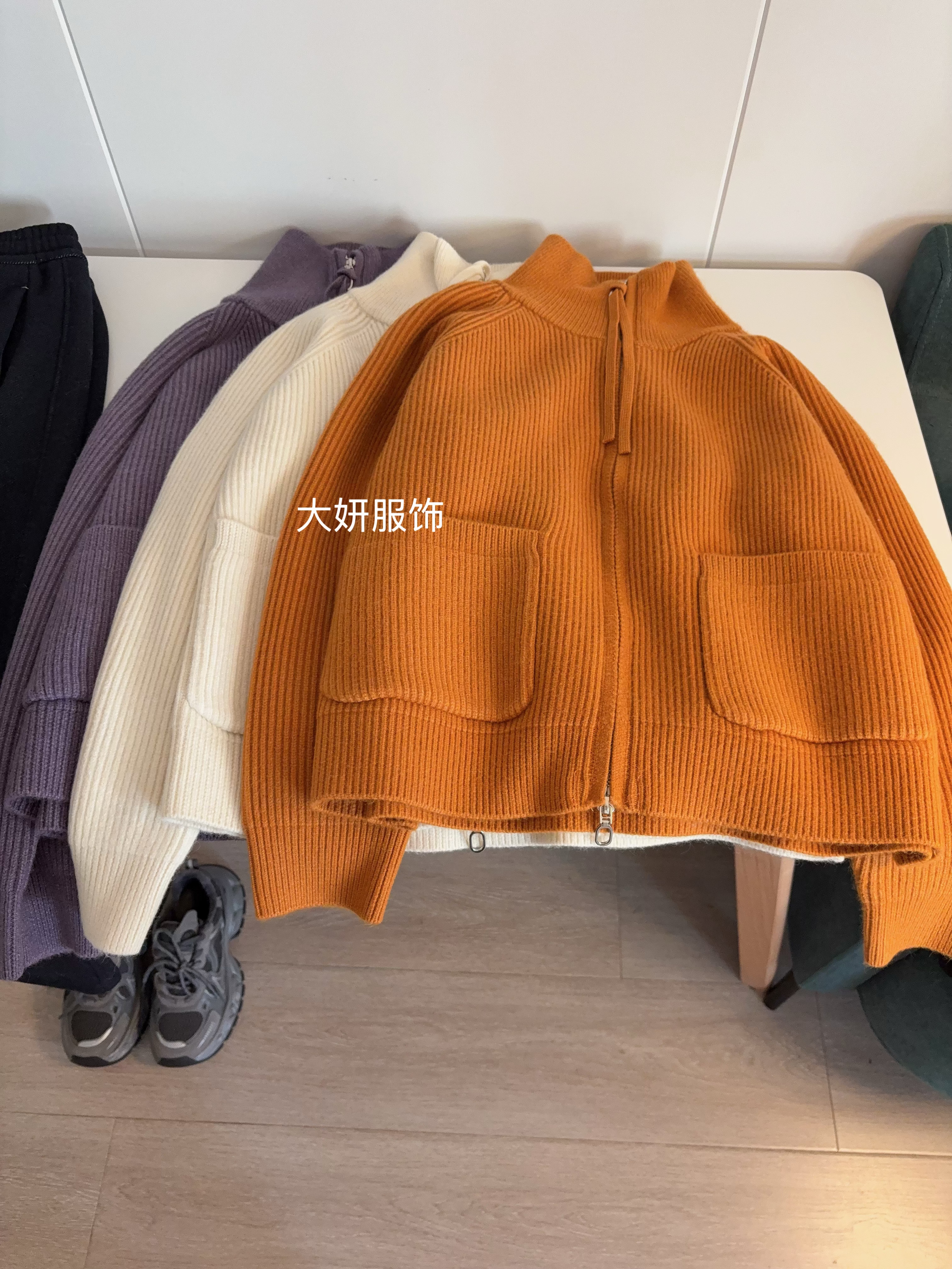 大口袋开衫。白富美！超级实穿针织衫百搭秋冬季半高领上衣