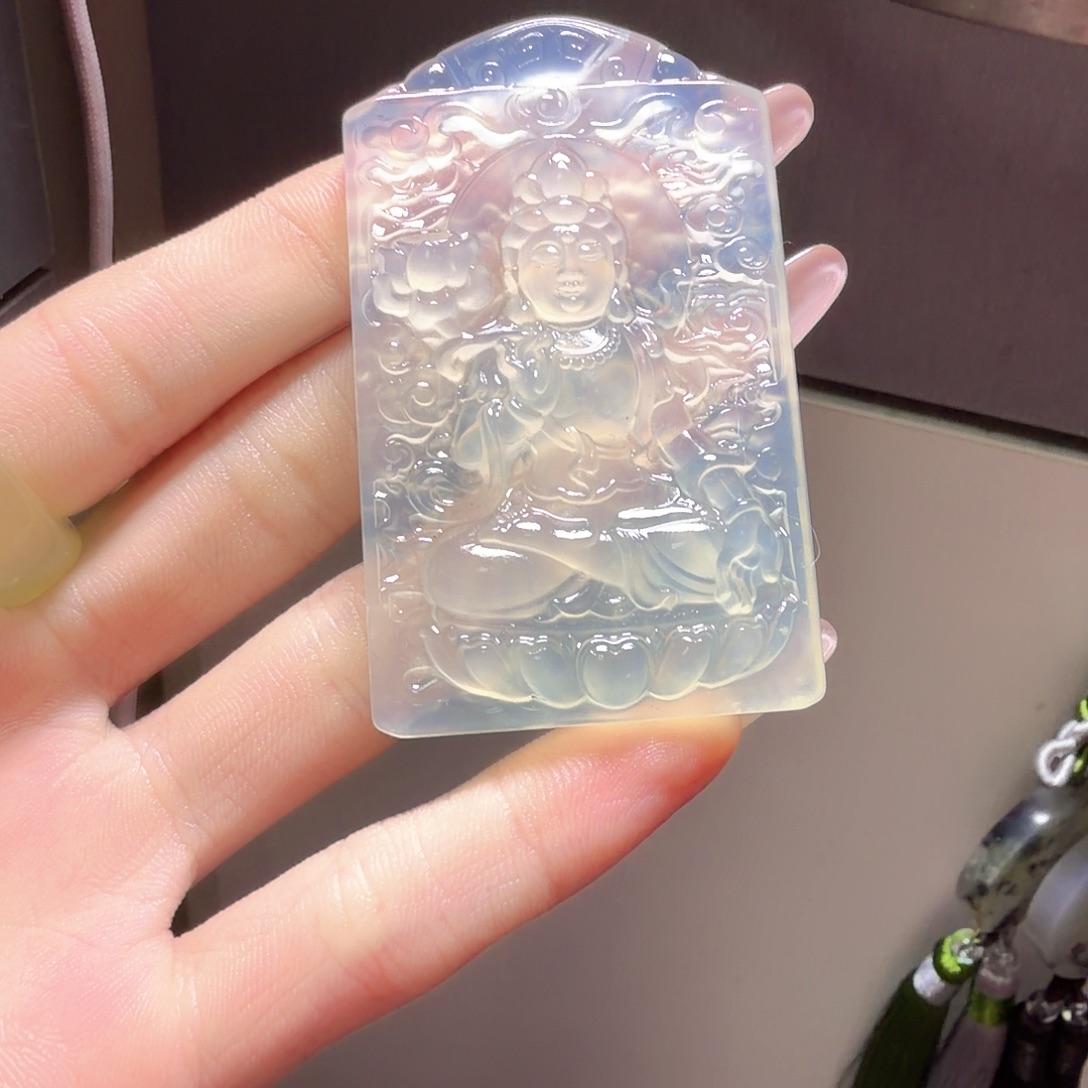 岫玉未镶嵌大势至菩萨 马