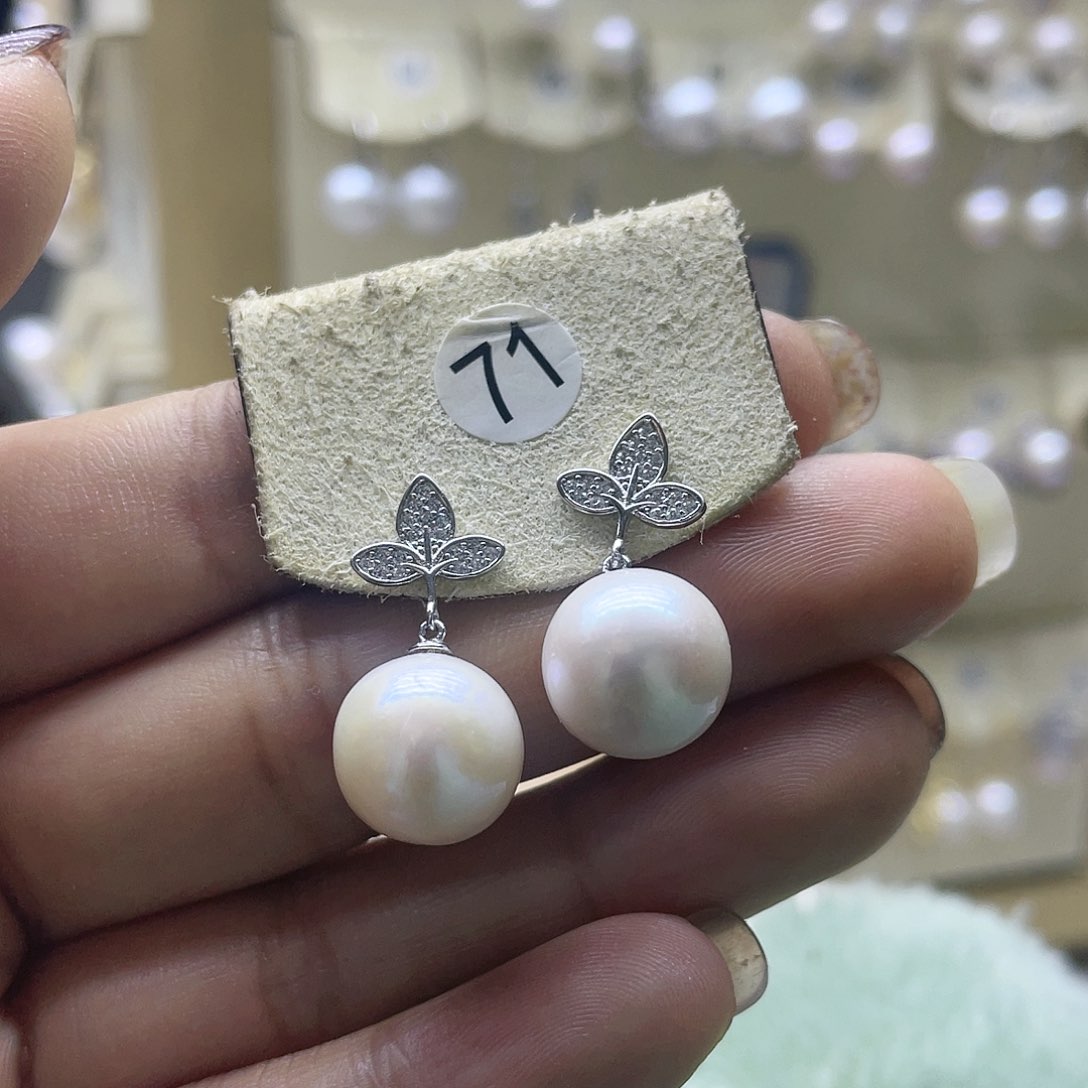 淡水珍珠耳饰银S925镶嵌