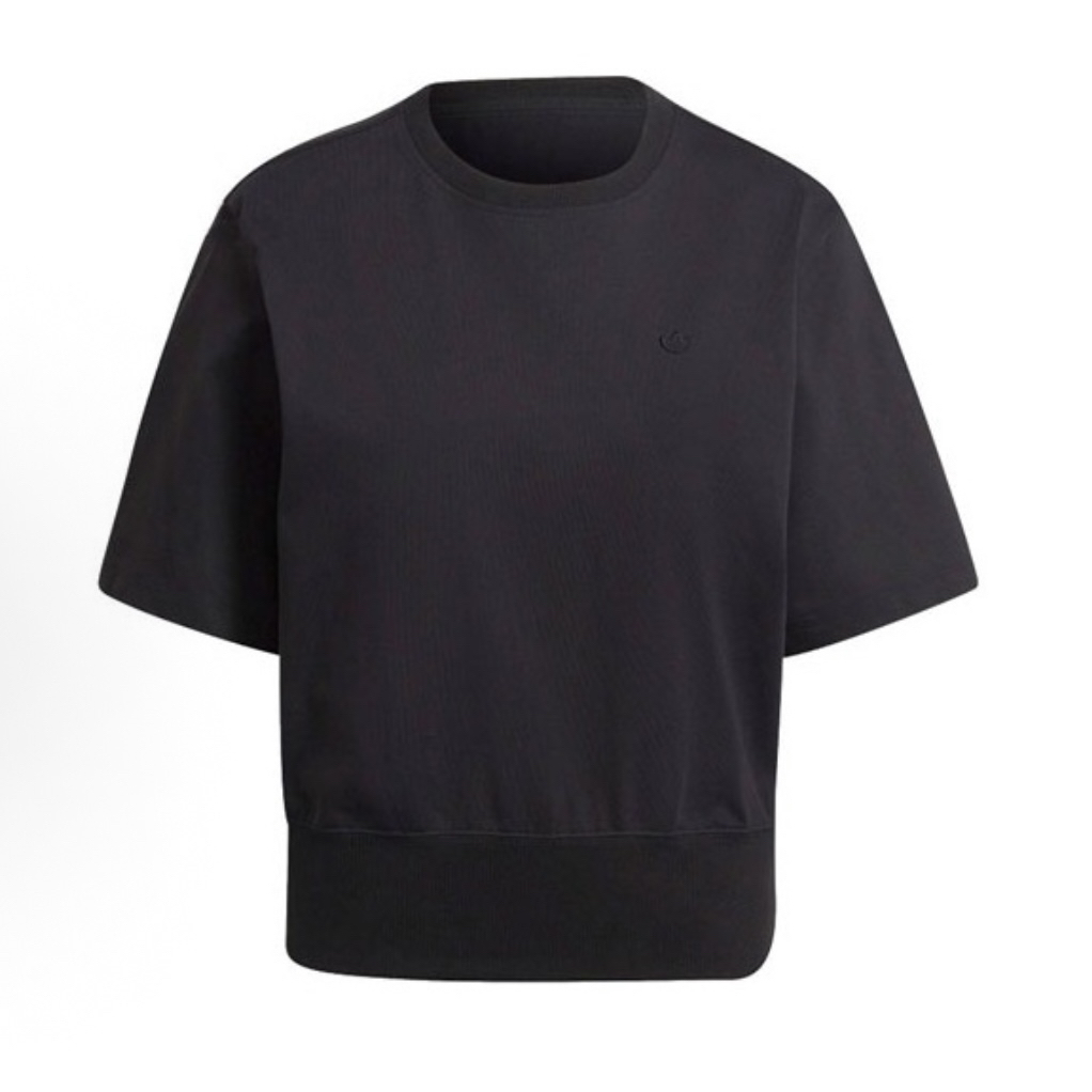 adidas originals三叶草 纯色圆领套头短袖T恤 女款 黑色HC7071