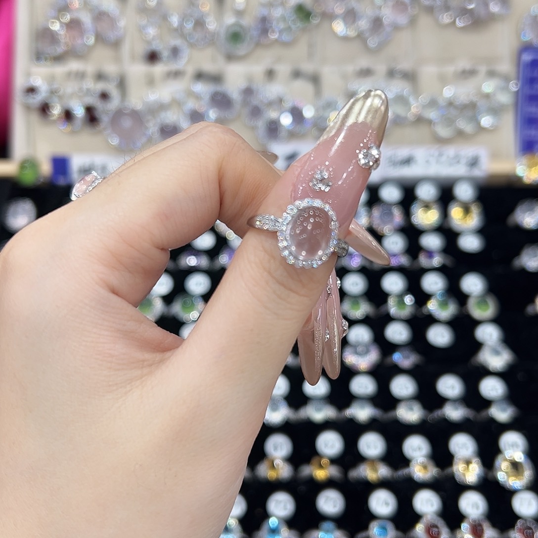 荼***开芙蓉石银S925镶嵌戒指