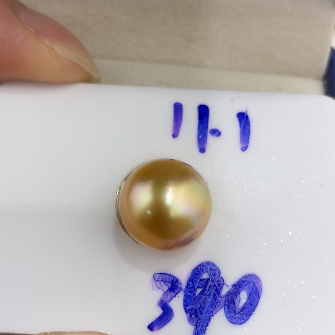海水珍珠裸珠11.1mm炫彩金珠