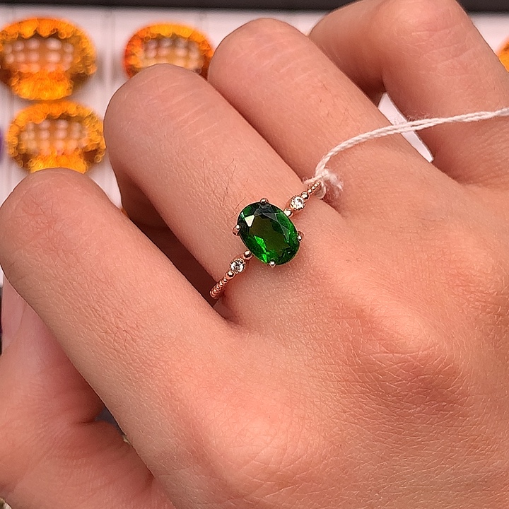 透辉石戒指银S925镶嵌