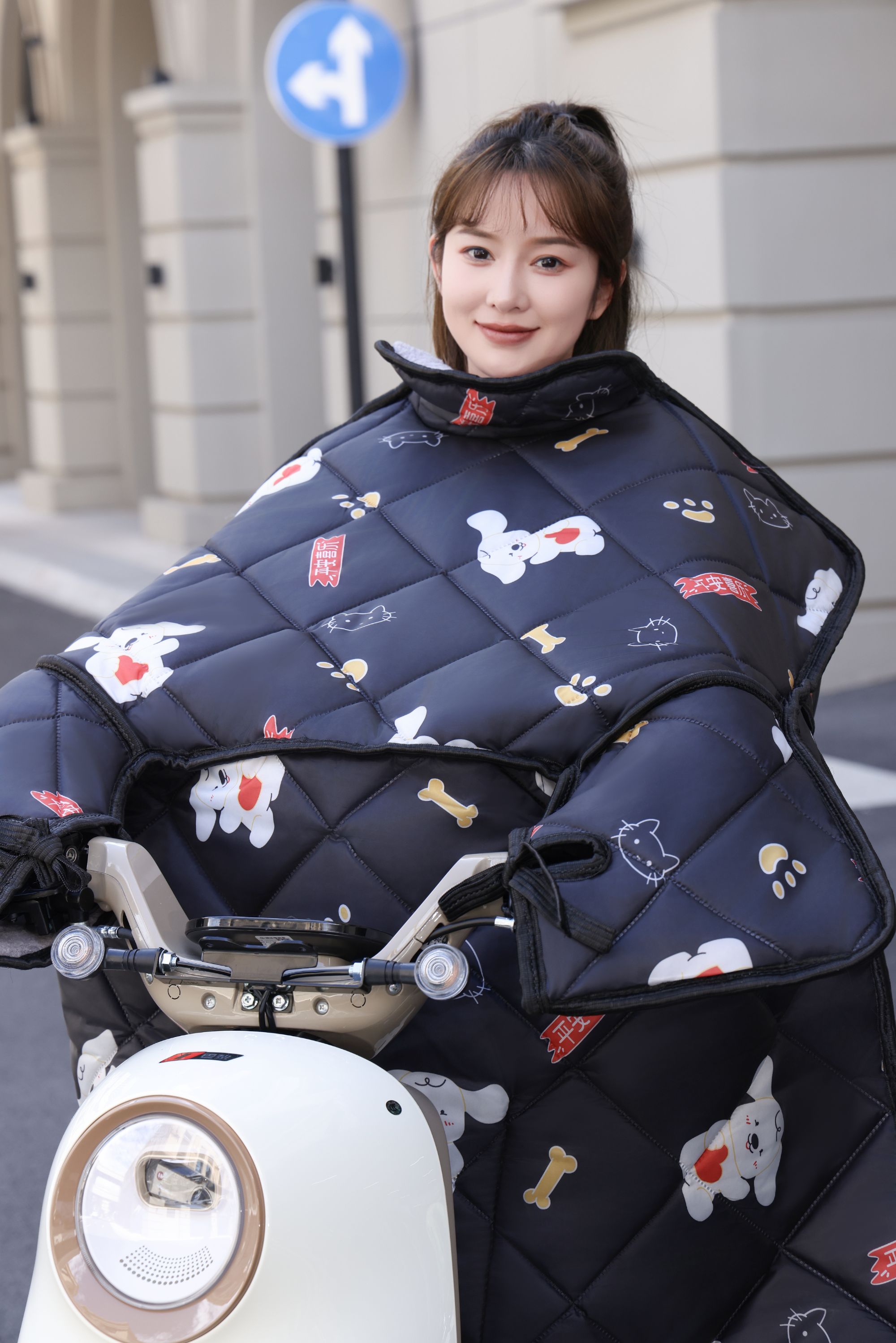 电动车挡风被冬季加绒加厚防水防寒护脖护肩大侧翼