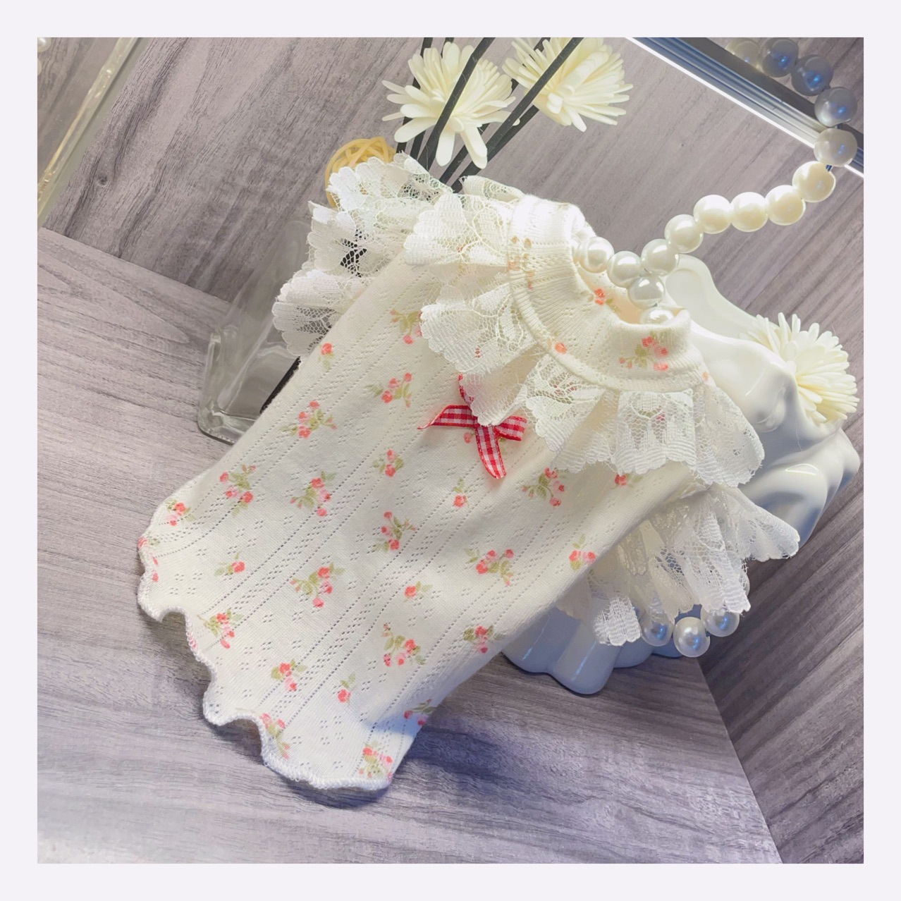 狗衣服狗狗打底衫弹力飞飞袖可爱小碎花清新小体宠物服装打底