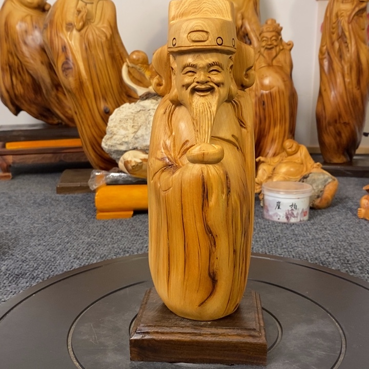柏木（崖柏）财神爷摆件