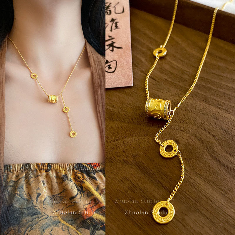 合金项链 同款项链点钻六字真言小蛮腰项链路路通锁骨链简