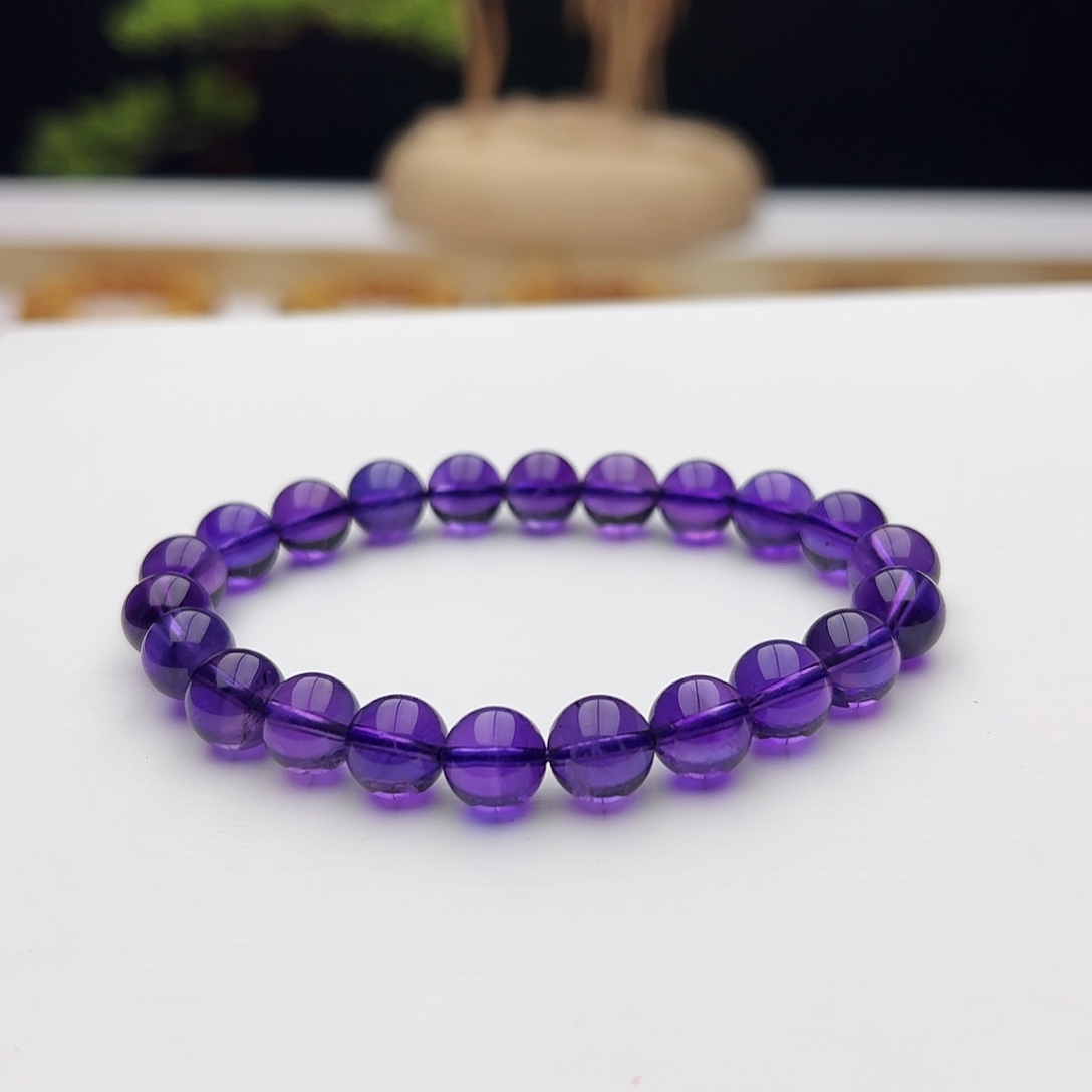 手链未镶嵌水晶乌拉圭紫水晶9mm+23.5