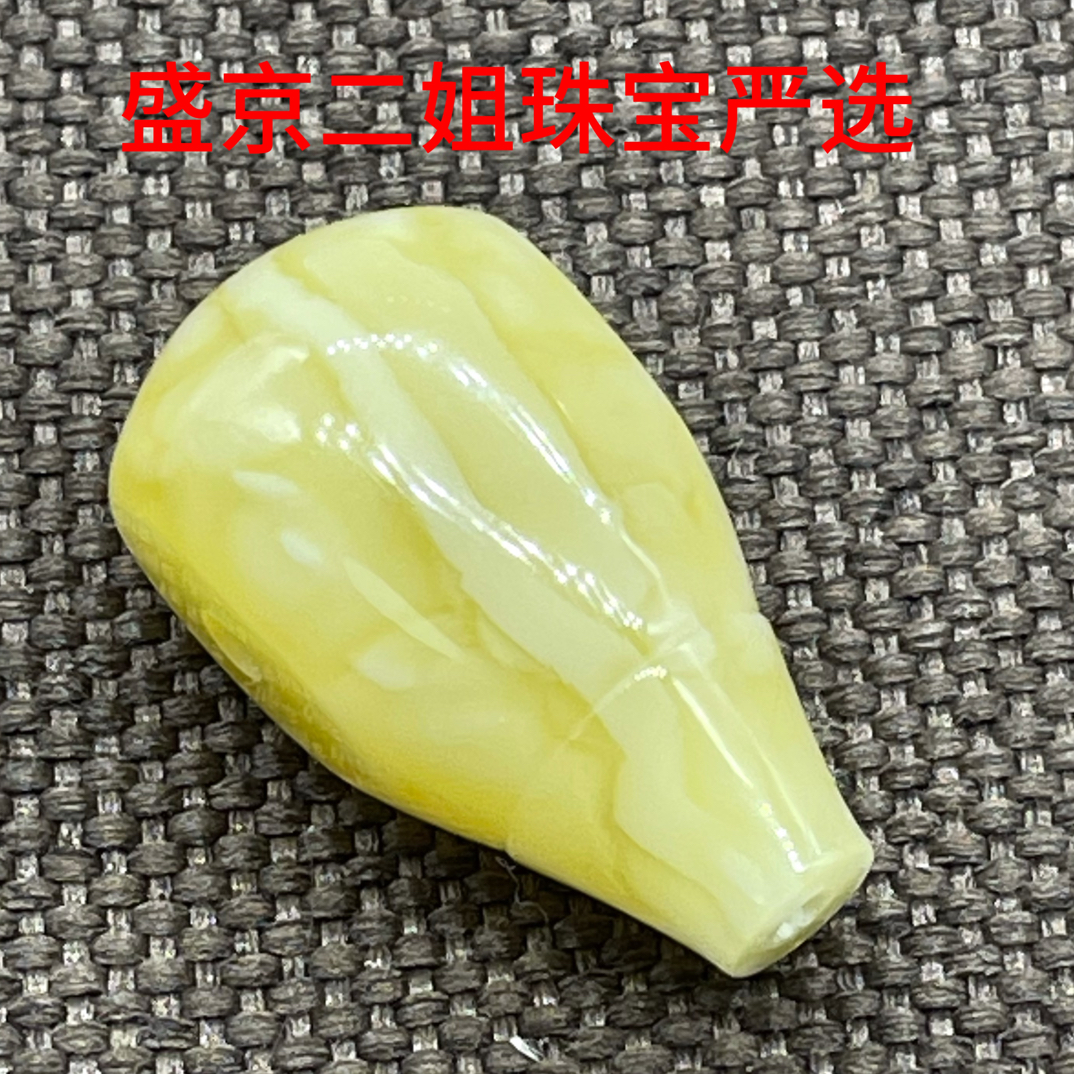 原矿蜜蜡浓蜡白花虎皮纹精工三通14×26mm