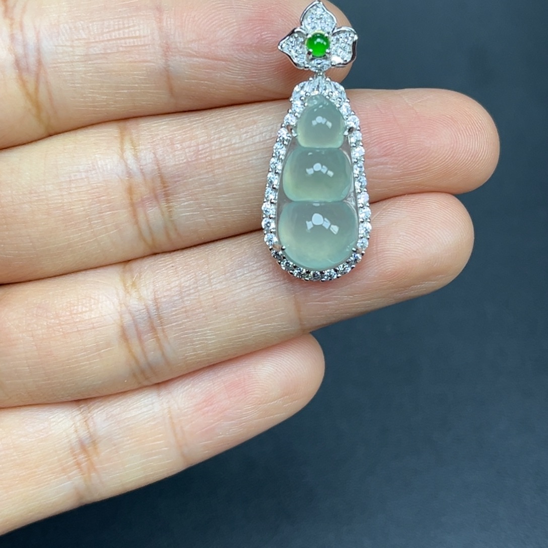 翡翠银S925镶嵌吊坠(不含链)