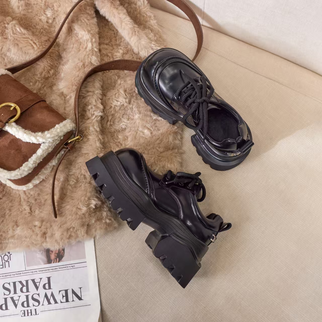 唐小丫家秋季穿新款厚底带时尚韩版靴子女款