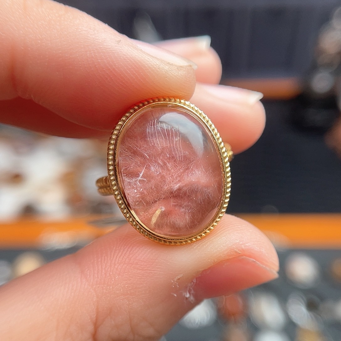 水晶戒指银S925镶嵌小*绿