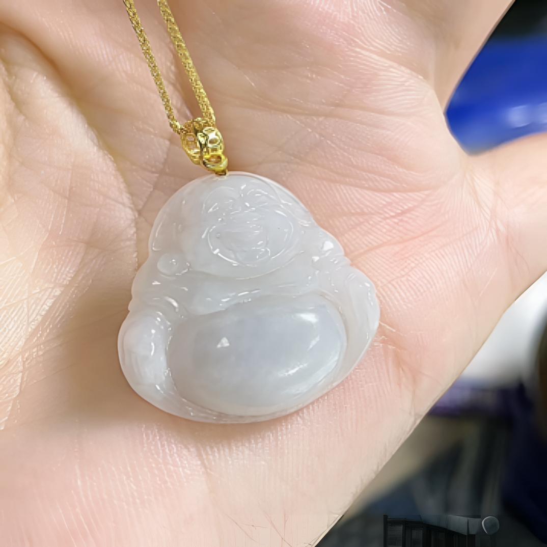 天然缅甸翡翠白冰佛