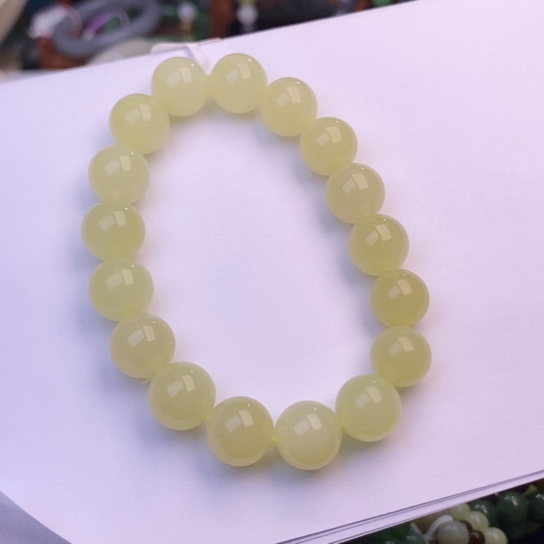 和田玉黄口满色满黄手串12mm未镶嵌