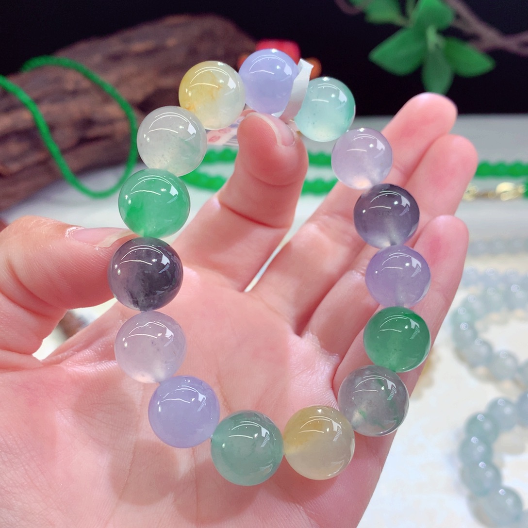 翡翠未镶嵌手链卡13多宝