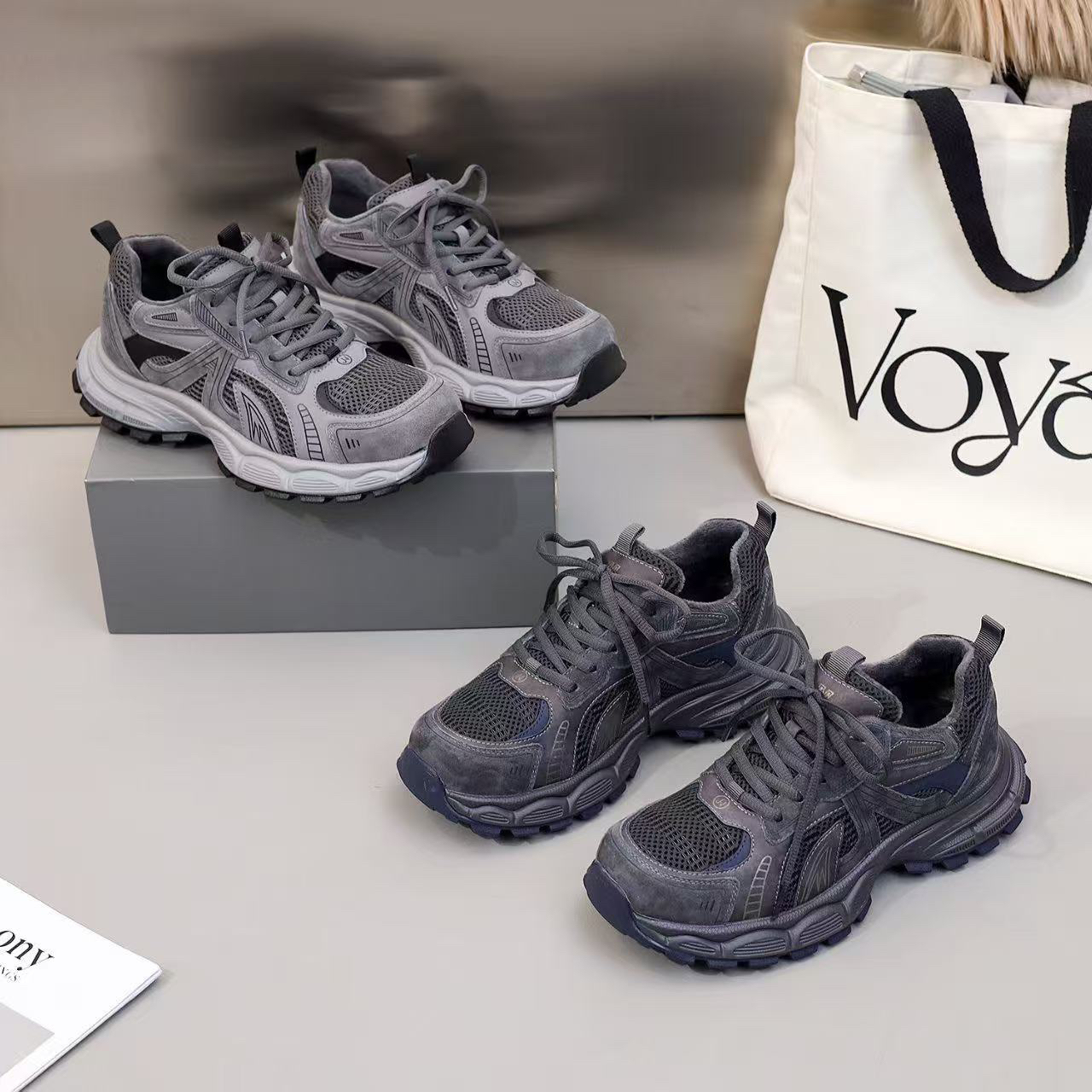 潘潘大码女鞋40-43码加绒保暖老爹鞋98126