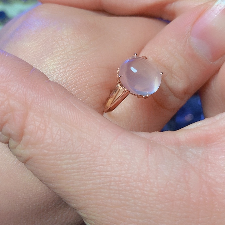 芙蓉石戒指银S925镀金镶嵌幸***贝