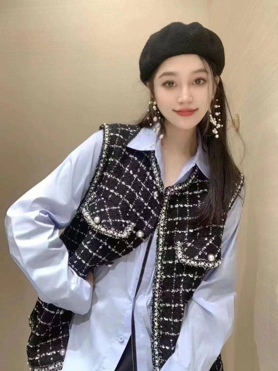 商场同款{专柜}2025秋冬新款时尚小香风格子马甲女装外套5400486