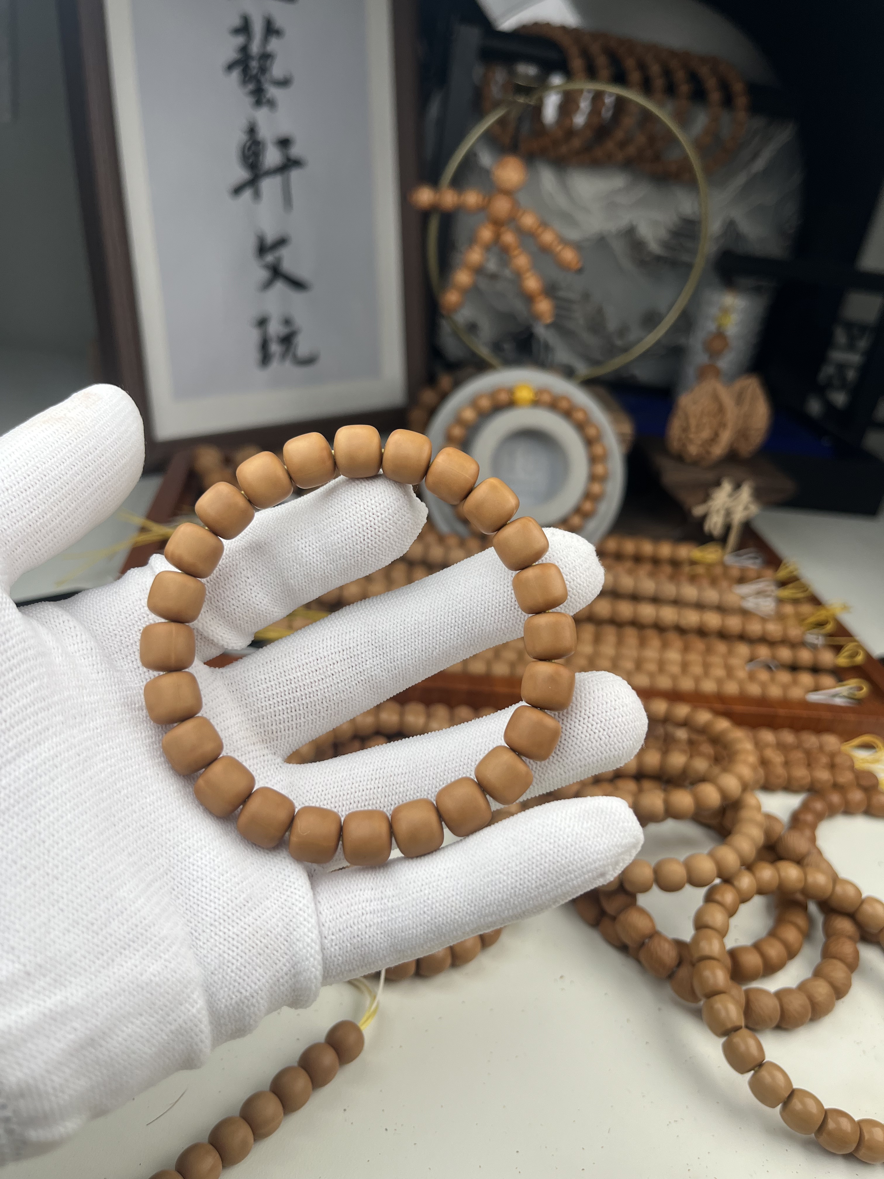 【工艺轩】高档哑光道珠猴头文玩原皮原色猴头核桃文玩猴头手串