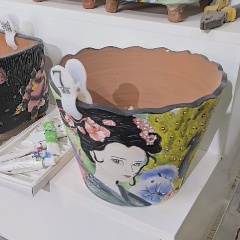 红泥花盆景德镇陶瓷