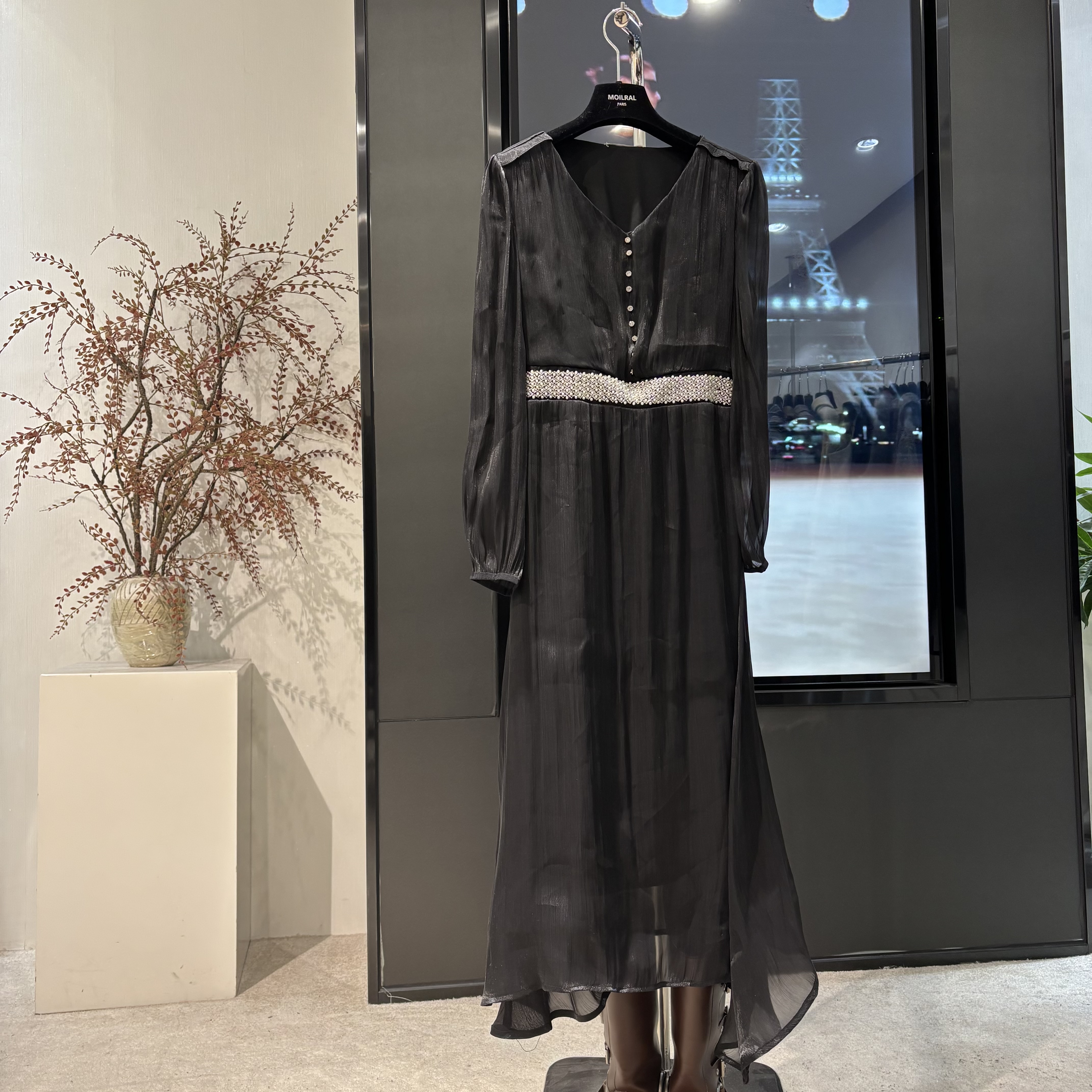 女装气质轻奢时尚黑色设计师蕾丝连衣裙0073