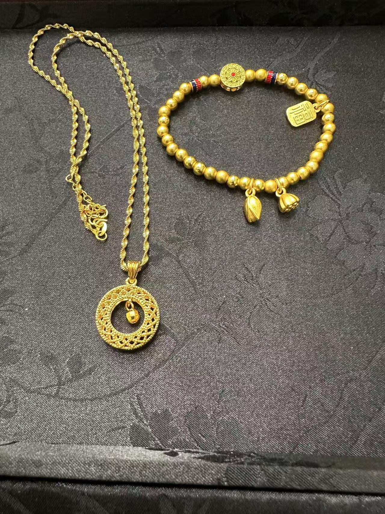 铜合金亚克力项链 【艺华轻奢】 镂空项链+莲花手链