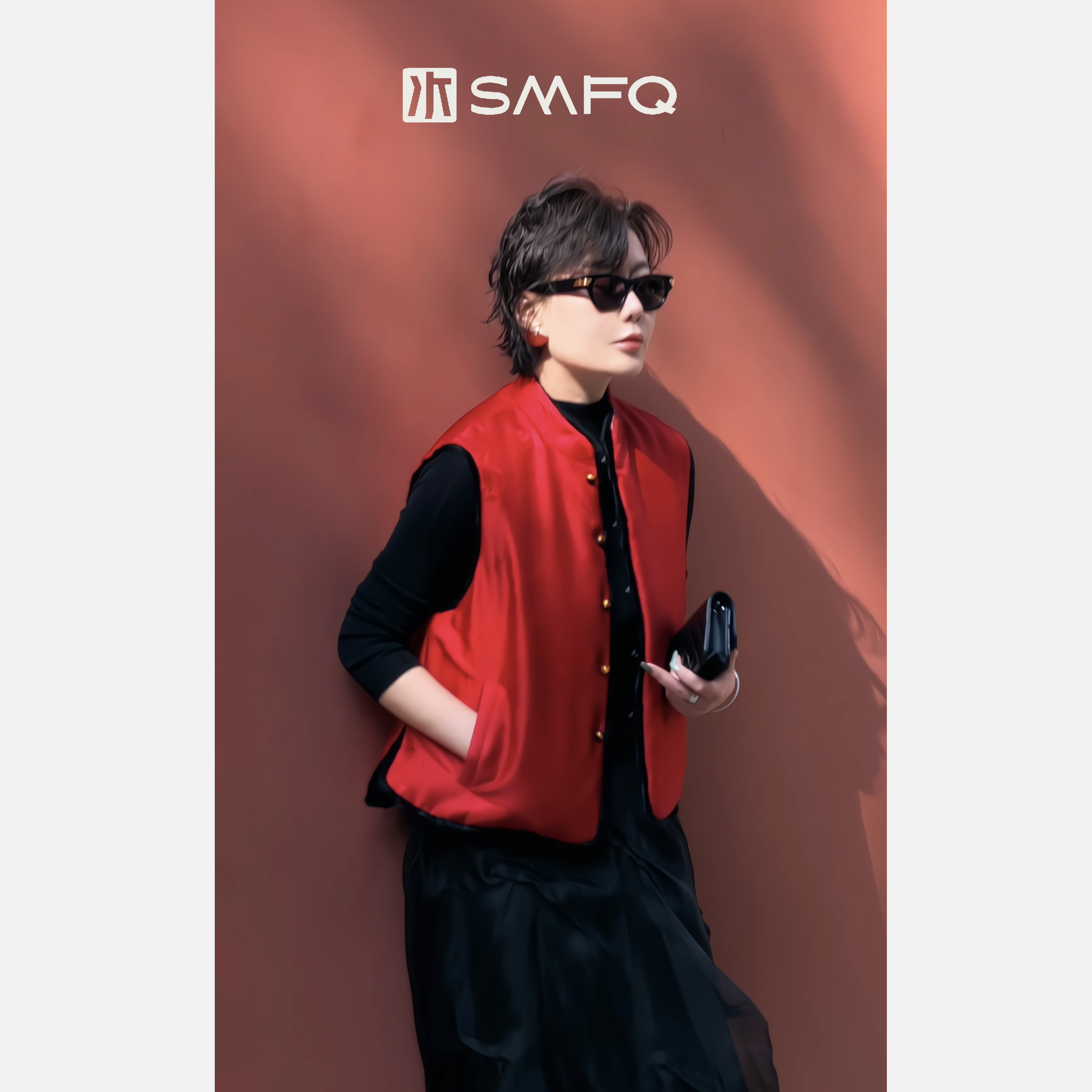 水木夫妻  “云貂映红萼”非遗香云纱+黑月牙拼貂双面中式国风马甲