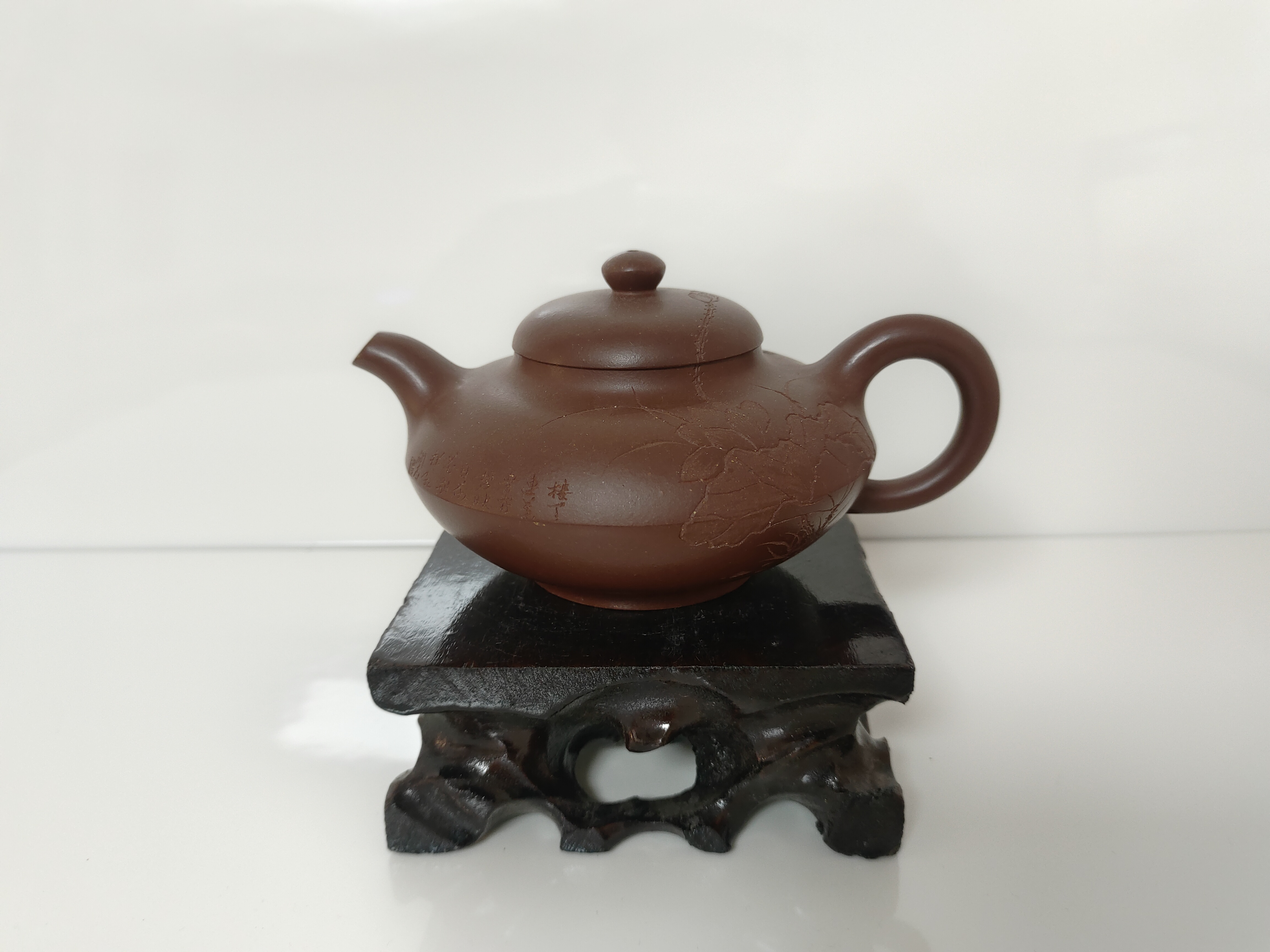 宜兴黄龙山原矿家藏紫泥半手工精品紫砂壶-合欢壶250cc