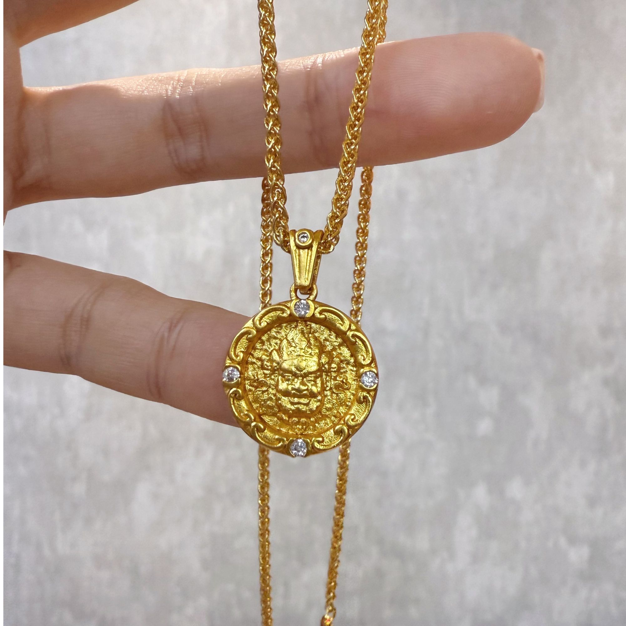 铜吊坠 佳财财(铜合金)【DZ008】真金24K电镀带钻黄财神吊坠挂坠